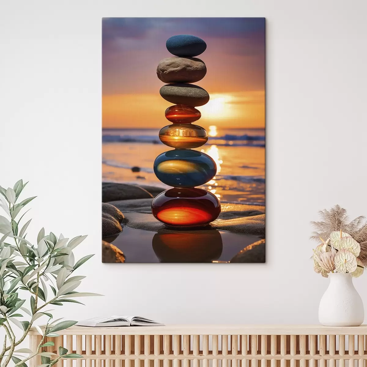 Pilt Paigaldatud kivid päikeseloojangu taustal s45520