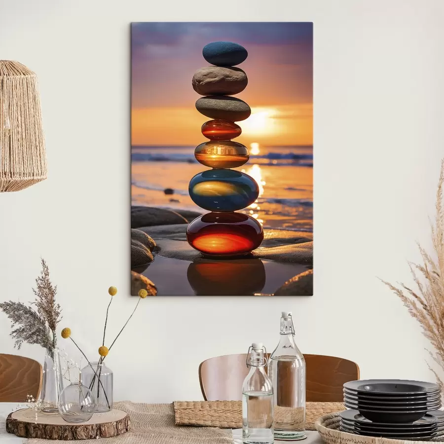 Pilt Paigaldatud kivid päikeseloojangu taustal s45520