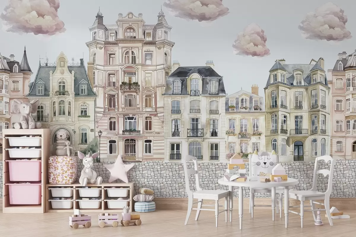 Fototapeedid Värvilised majad, pilved w04474v1