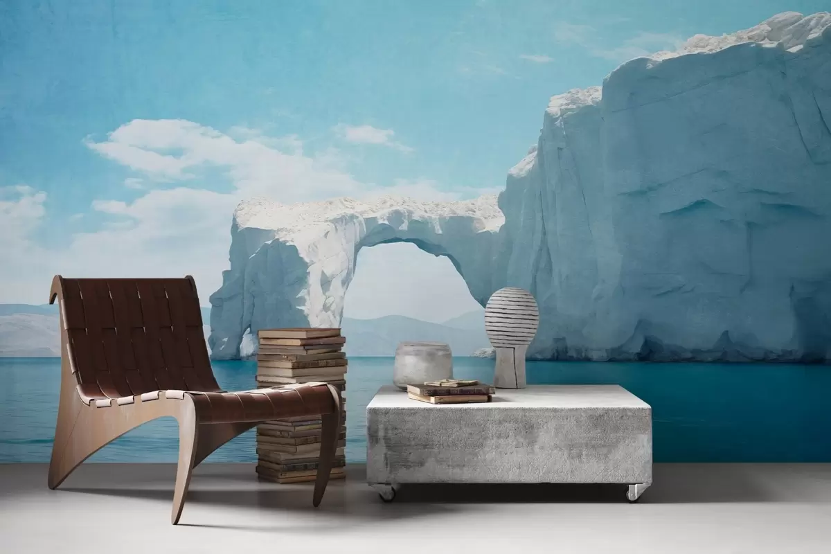 Fototapeedid Maastik loodusliku jääsillaga üle ookeani , selge sinine taevas koos mõne pilvega, tekstuurne väljatrükk w09383