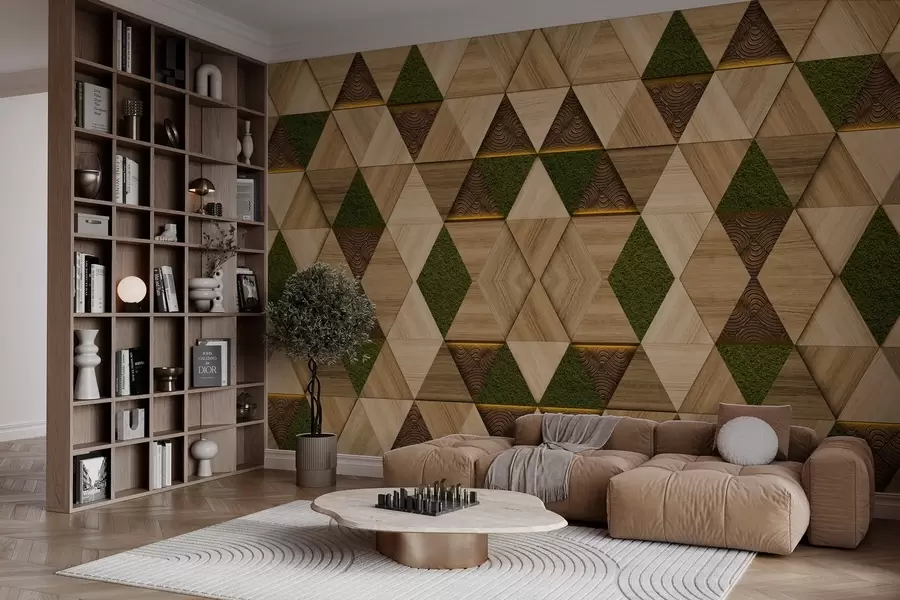 Fototapeedid Geomeetriline puidust ornament koos samblaga w04459