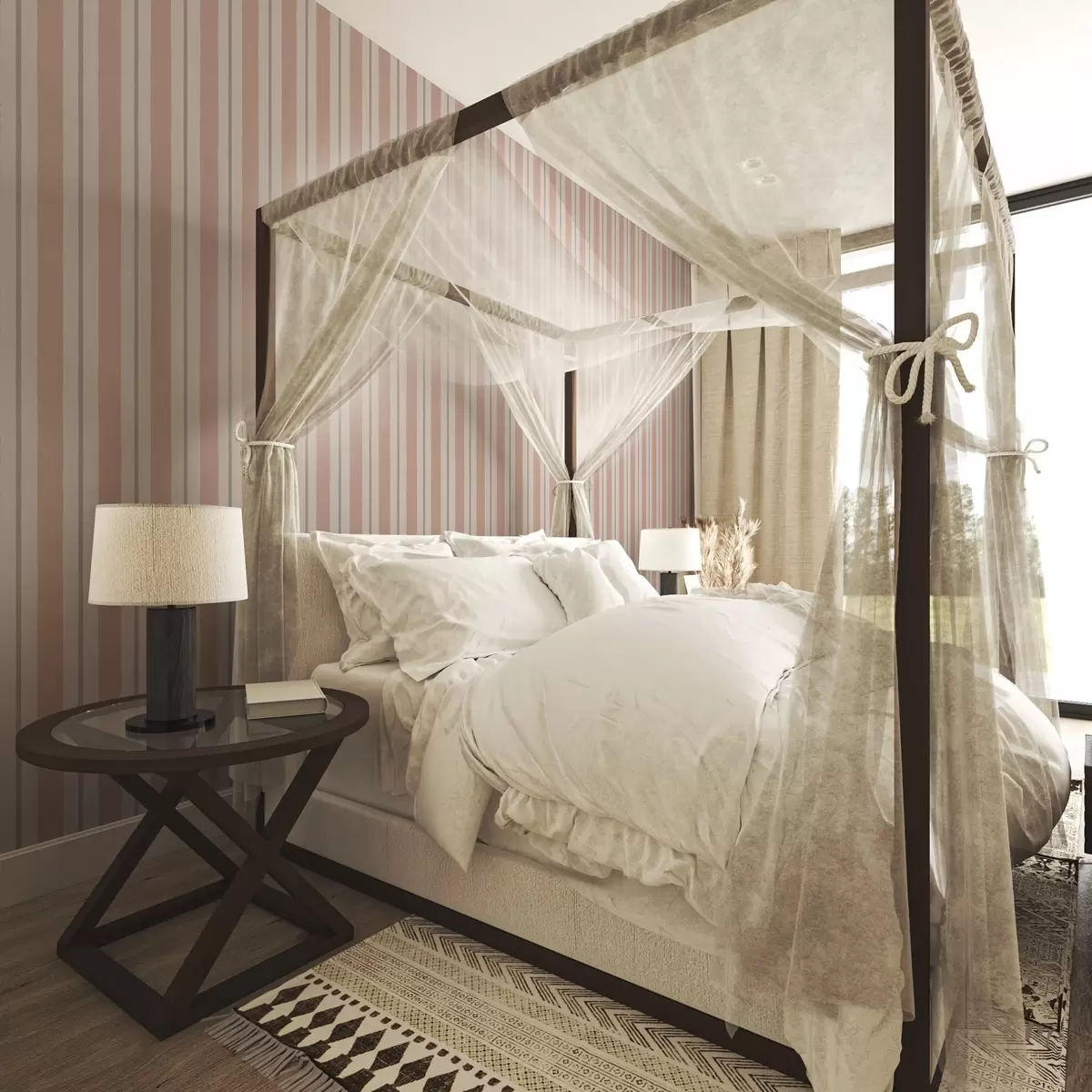 Tapeet Terrakota-beežid laiad triibud halli aktsendiga a00513