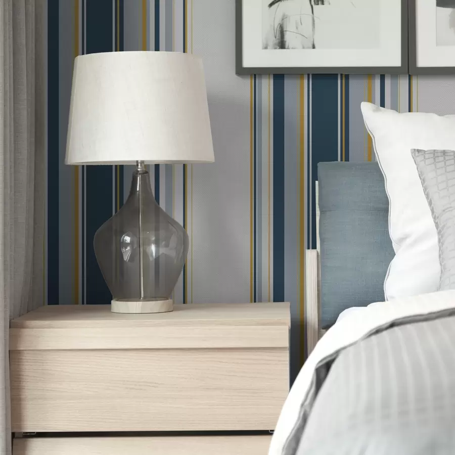 Fototapeedid Tihe muster sinistest ja kollastest vertikaalsetest triipudest a00524