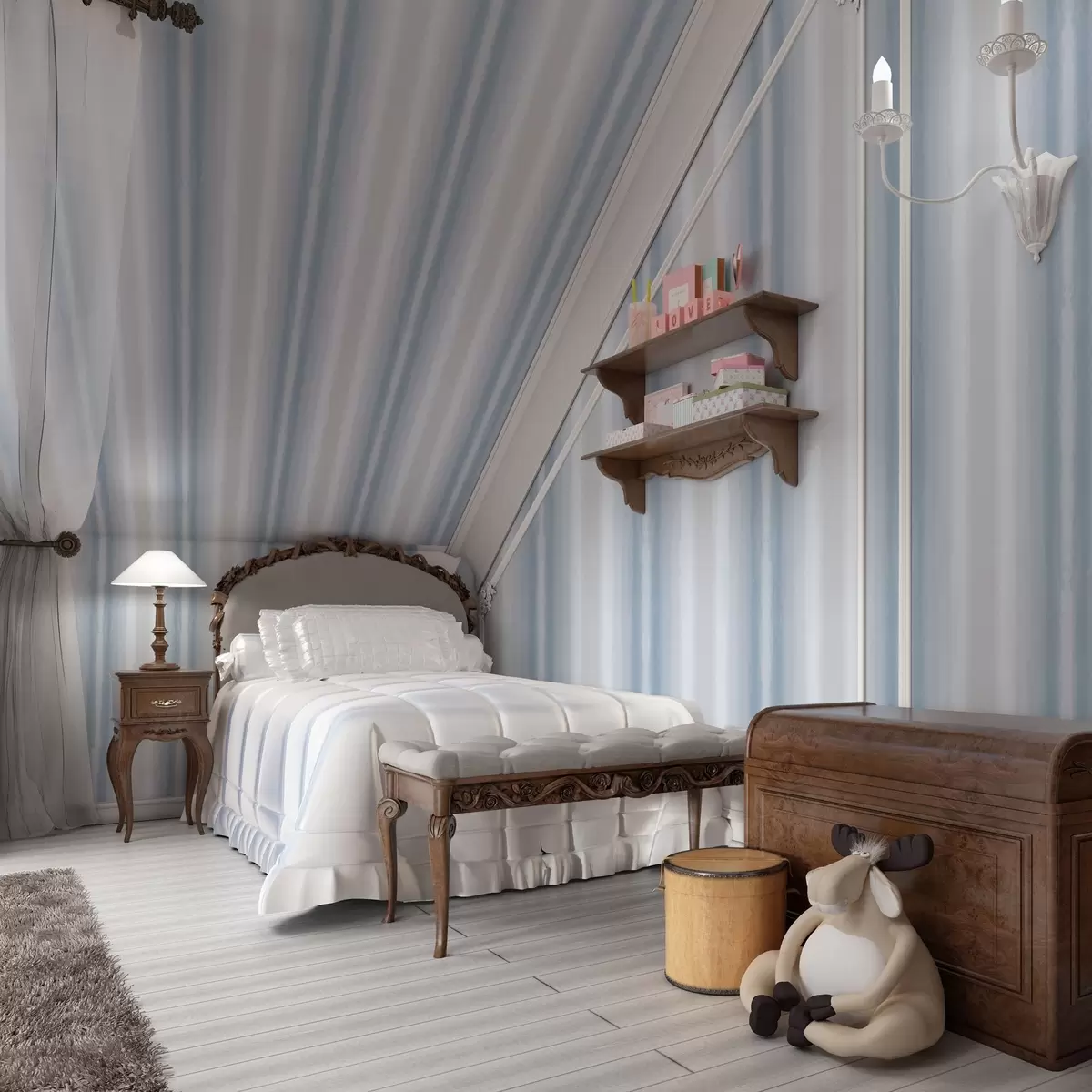 Tapeet Laiad triibud jahedates sinakashallides toonides a00551