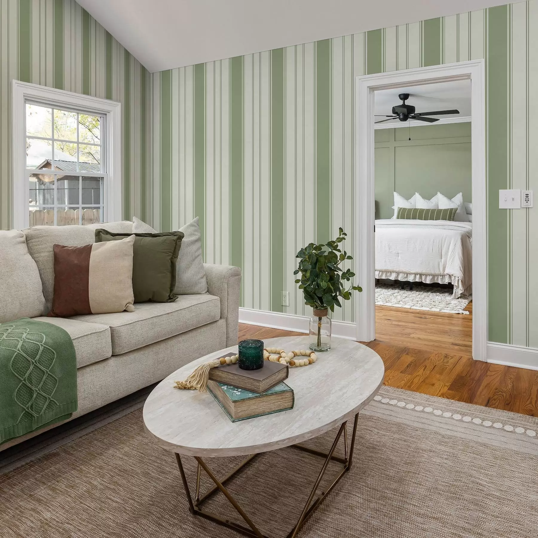 Fototapeedid Kreemjas taust laia helerohelise triibuga a00561