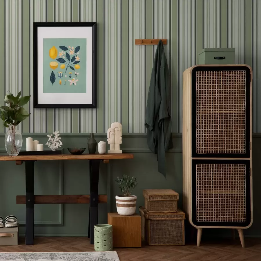 Fototapeedid Roheliste ja mustade triipude seguga kreemikas taust a00563