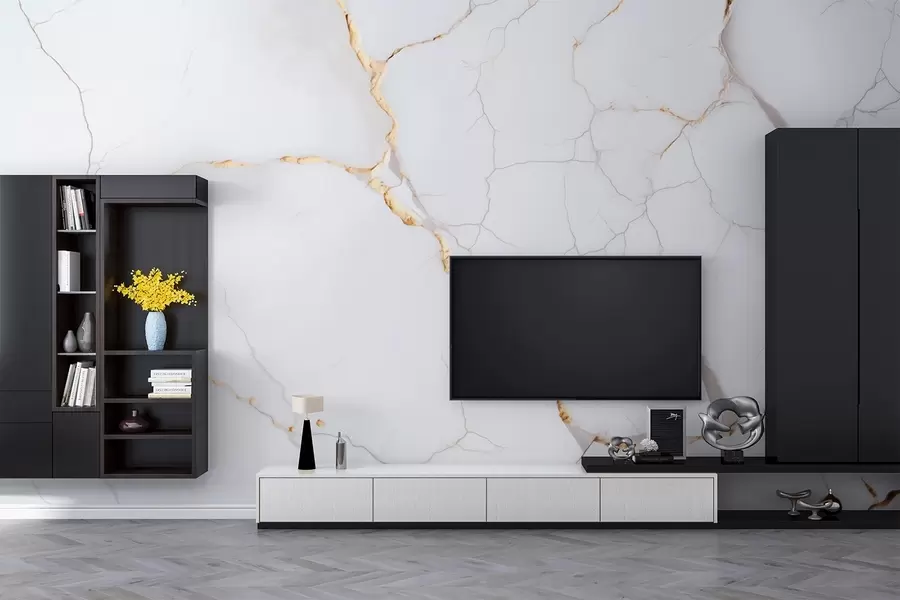 Fototapeedid Marmori imitatsioon peente pragude ja kollaste veenidega w09390