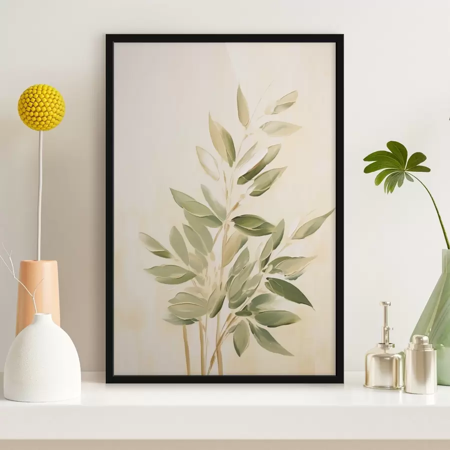 Fototapeedid Roheliste lehtedega haru helebeežil taustal f45689