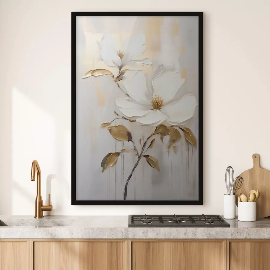 Fototapeedid Kaks valget lille kollakasoranžide lehtedega heledal taustal f45691