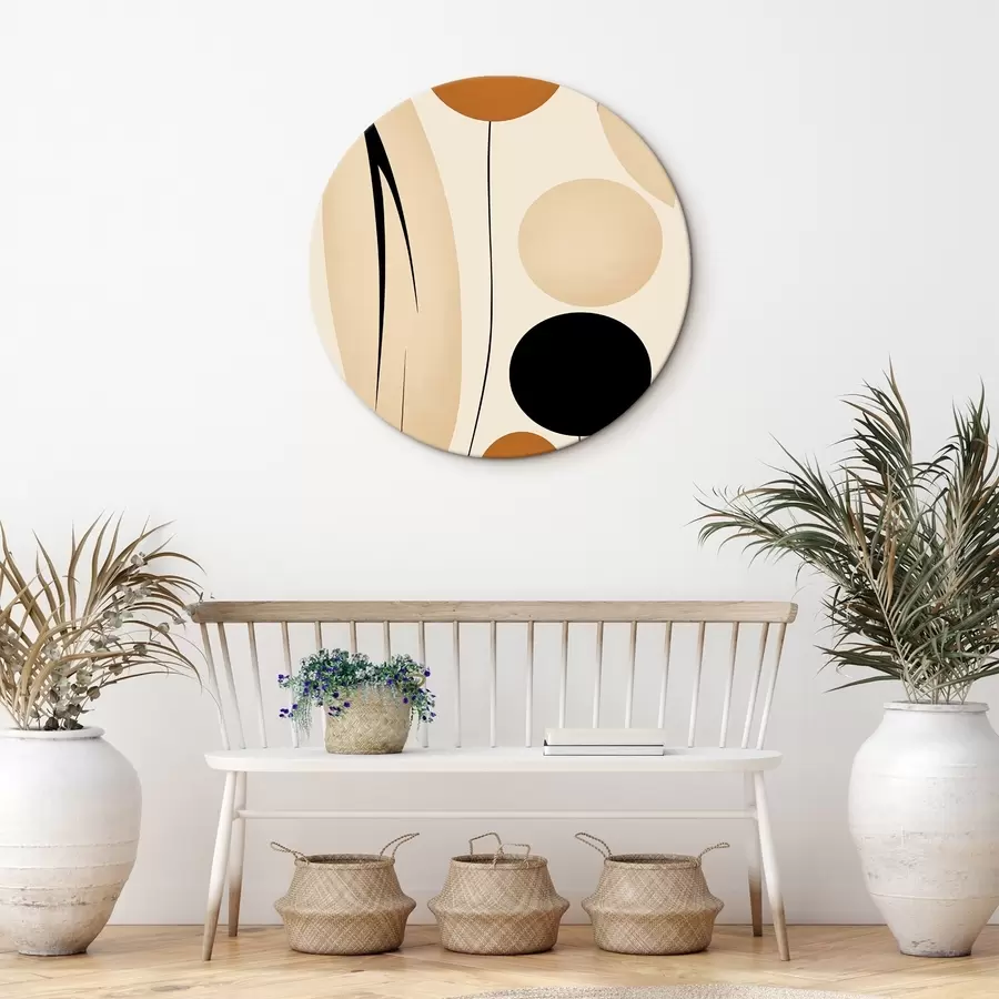 Pilt Abstraktne kompositsioon mustade ja oranžide ringidega r45700