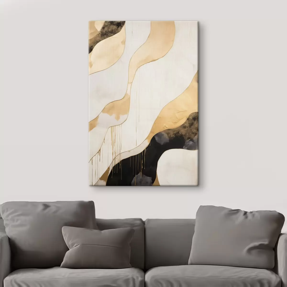 Pilt Abstraktsed oranžid ja mustad lainelised jooned s45694