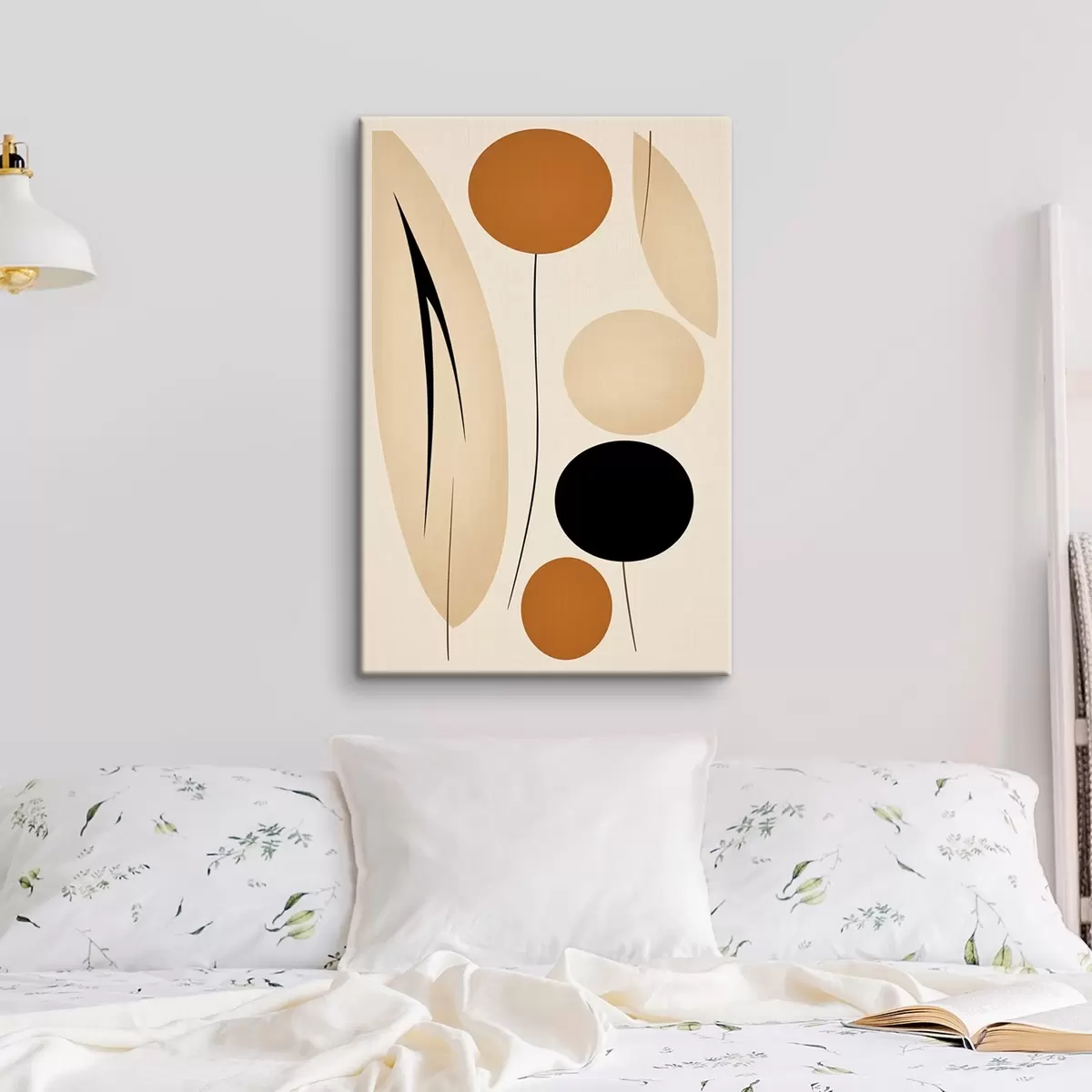 Pilt Abstraktne kompositsioon mustade ja oranžide ringidega s45700