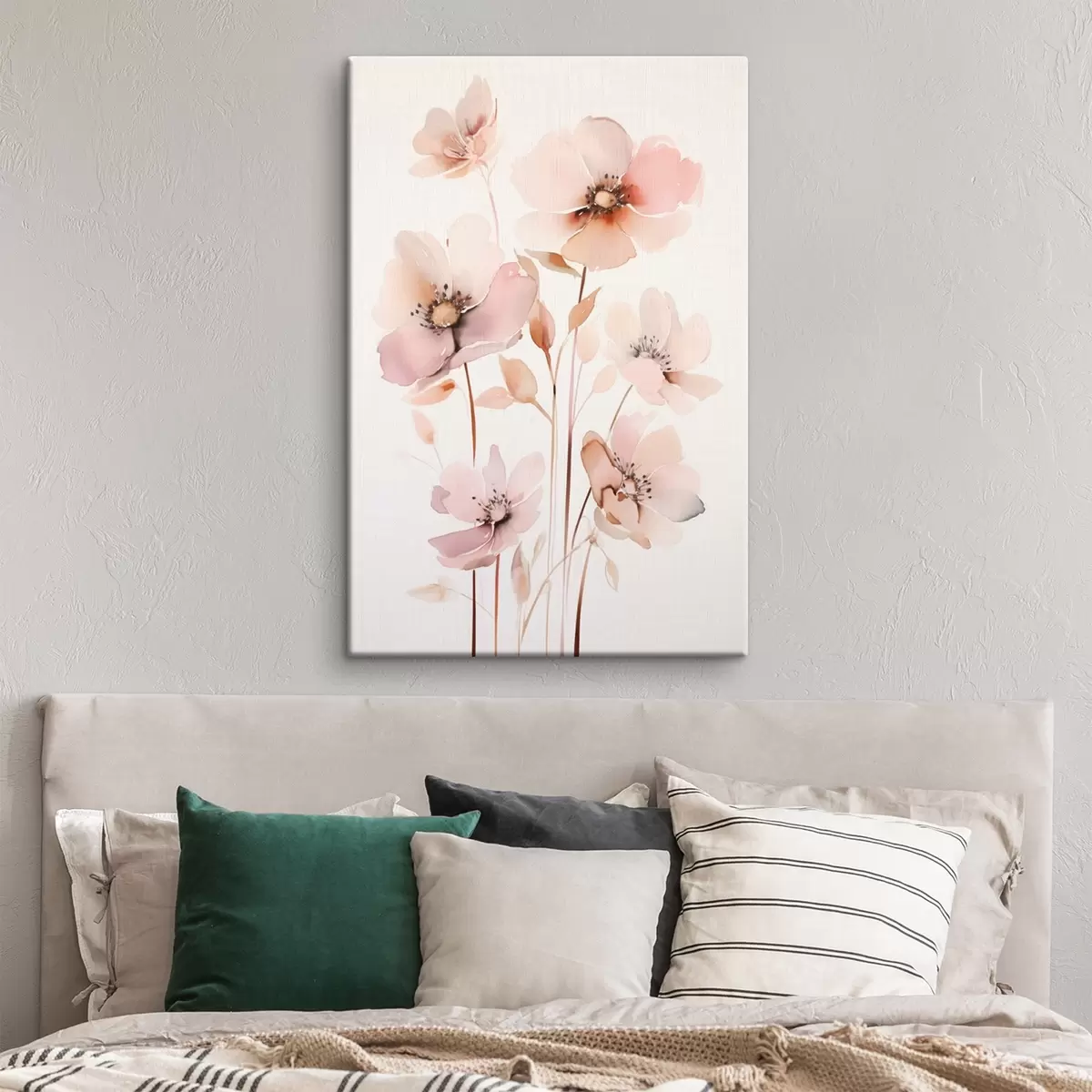 Pilt Vesivärvi roosad lilled õhukestel varrastel s45701