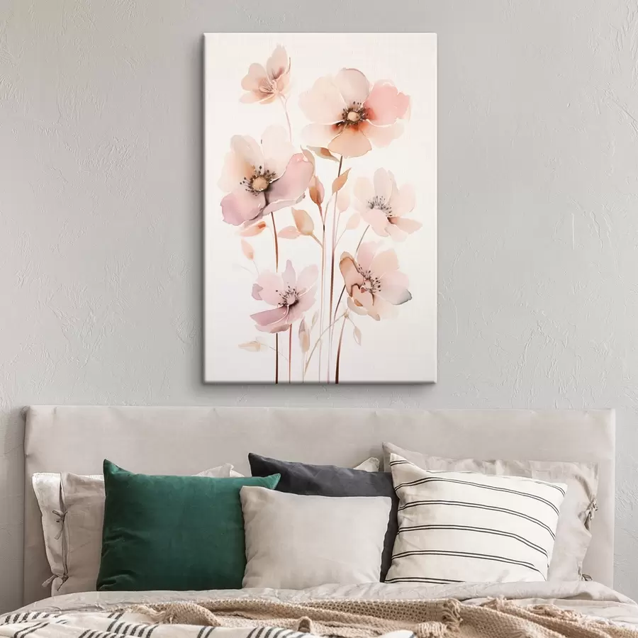 Pilt Vesivärvi roosad lilled õhukestel varrastel s45701