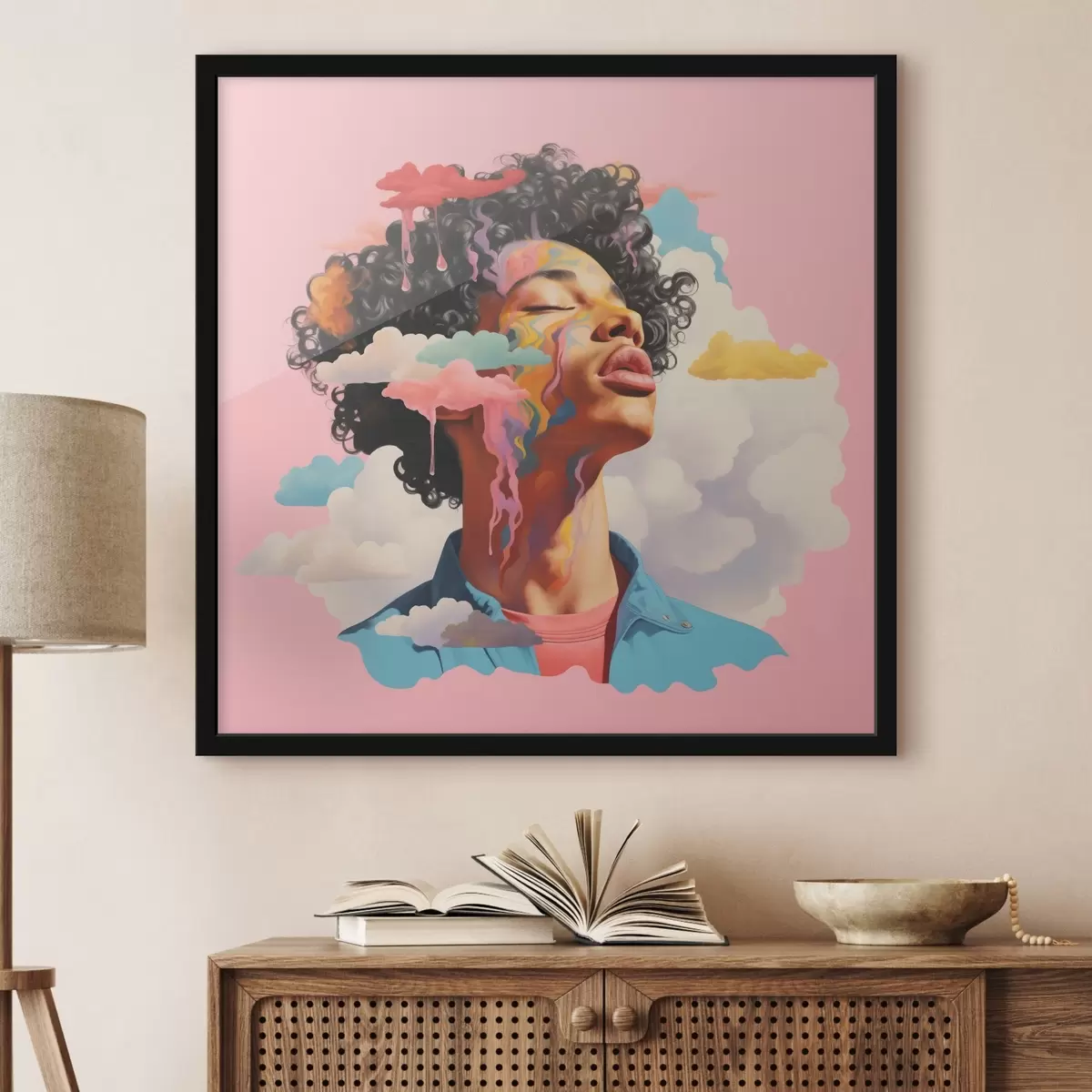 Plakat Unistaja pilvedes akvarellistiilis f45636