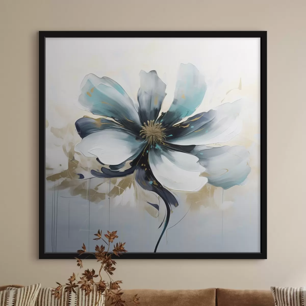 Plakat Türkiissinine lill õlimaali stiilis f45641