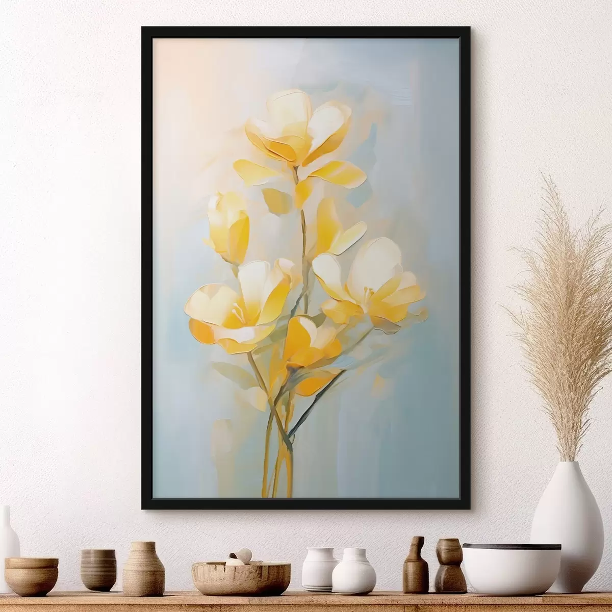 Plakat Õrnad kollased lilled õlimaalide stiilis f45651