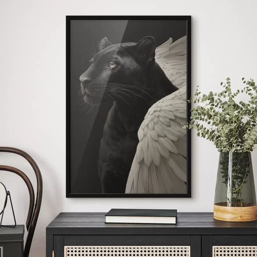 Fototapeedid Must panteer tiibadega fantaasia stiilis f45653