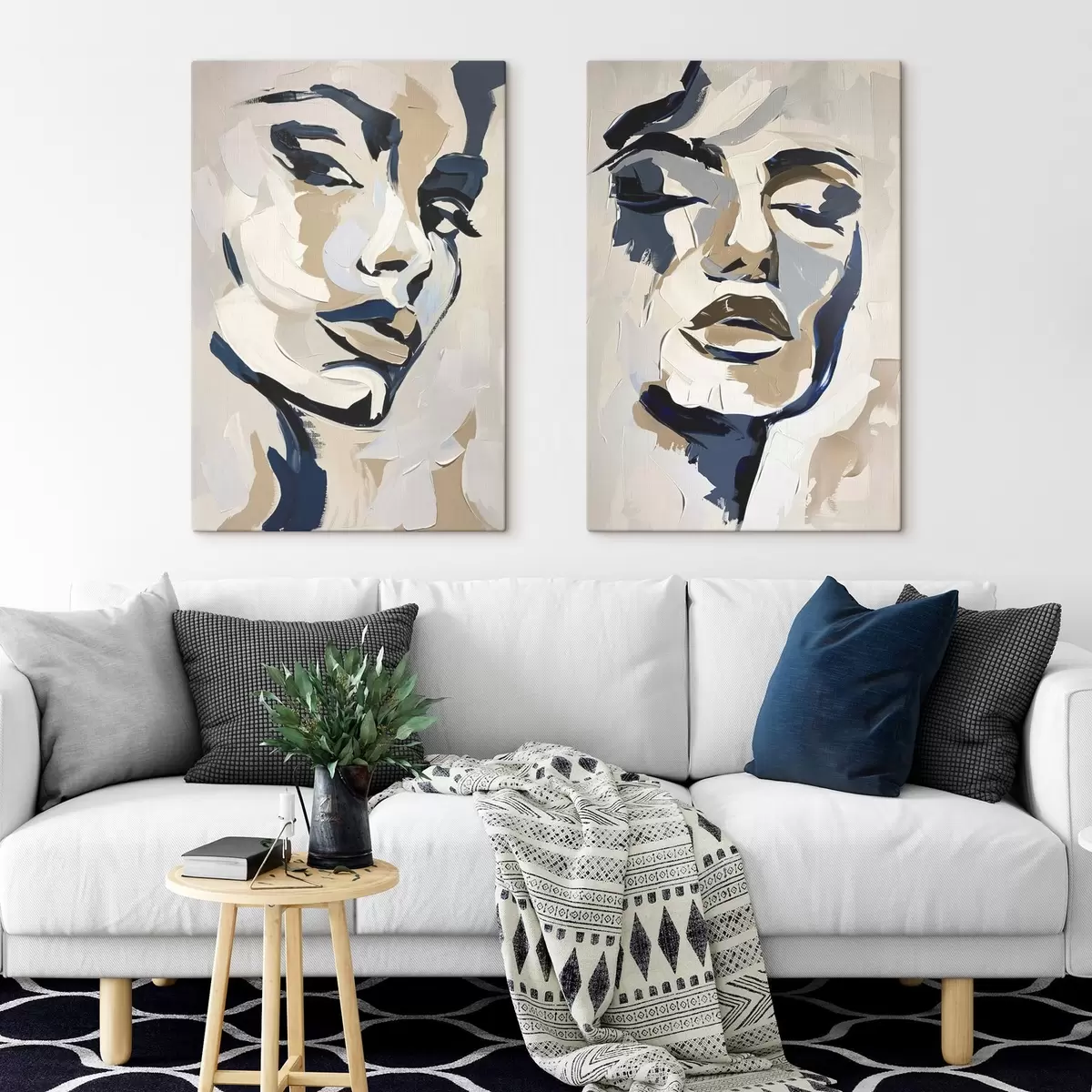 Pilt Abstraktsed naiste näod imiteerivate pintslitõmmetega m00713