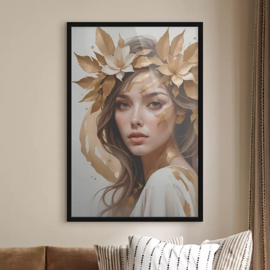 Fototapeedid Naine, kellel on lehed juustes f45748