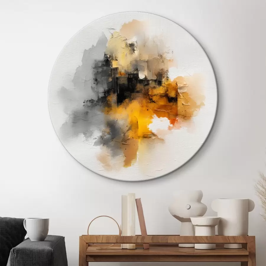 Pilt Abstraktne kompositsioon oranži ja halli toonides koos tekstuuriga r45238