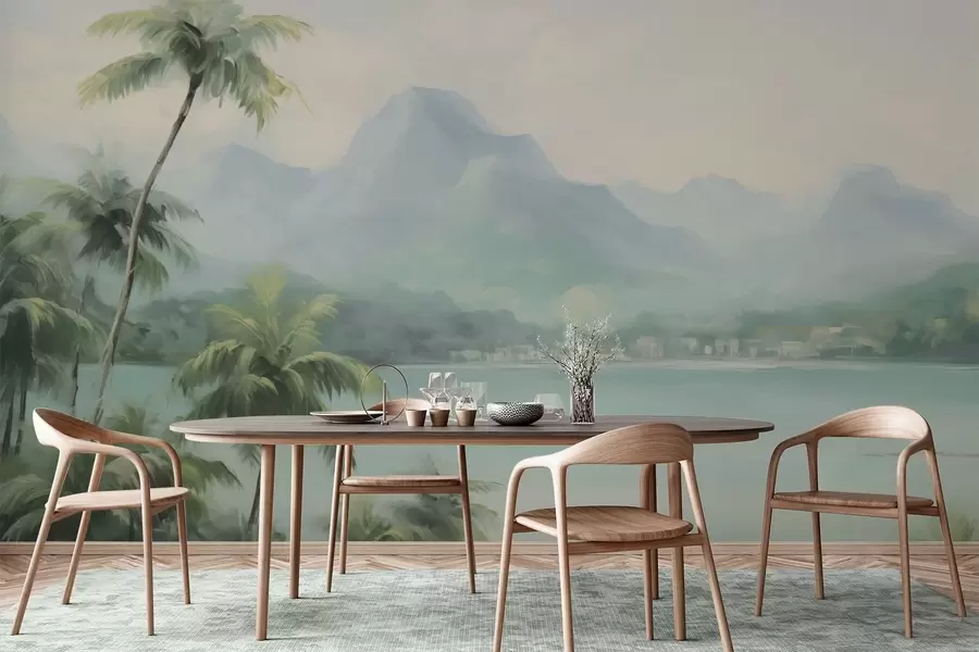 Fototapeedid Palmi puud mägedega taustal w04535