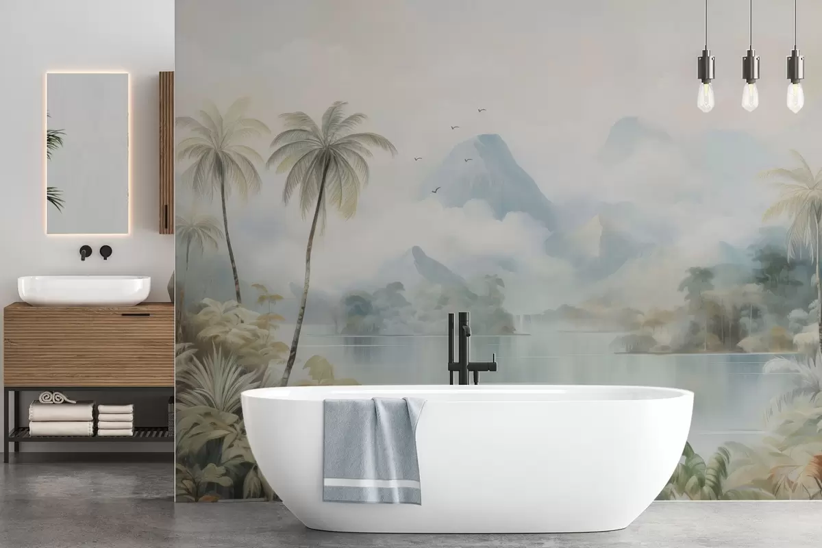 Fototapeedid Jõgi džunglis mägedest lähedal w04536