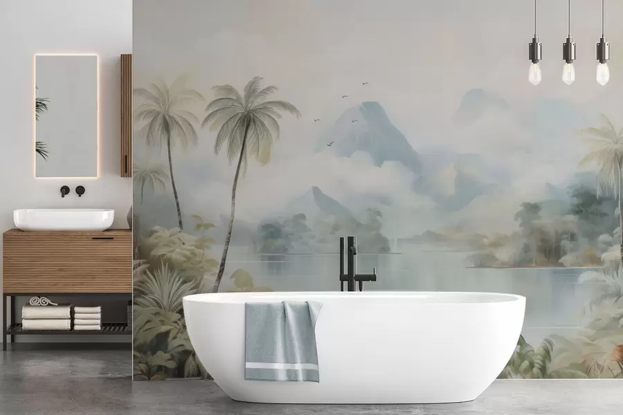 Fototapeedid Jõgi džunglis mägedest lähedal w04536