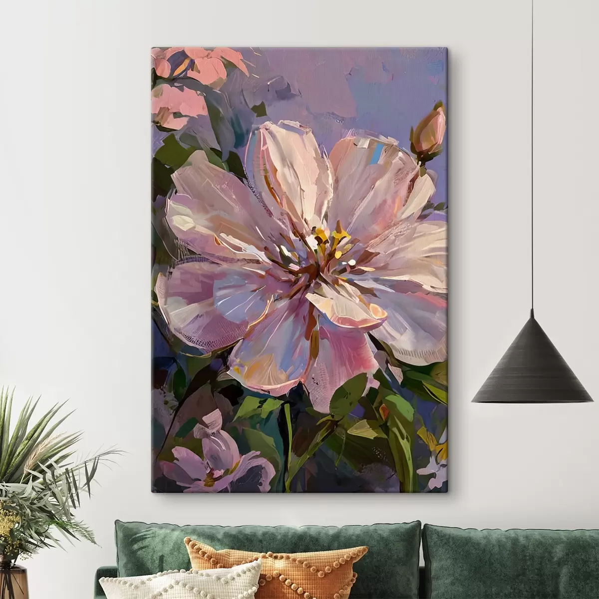 Pilt roosad lilled õlimaalistiilis s45723