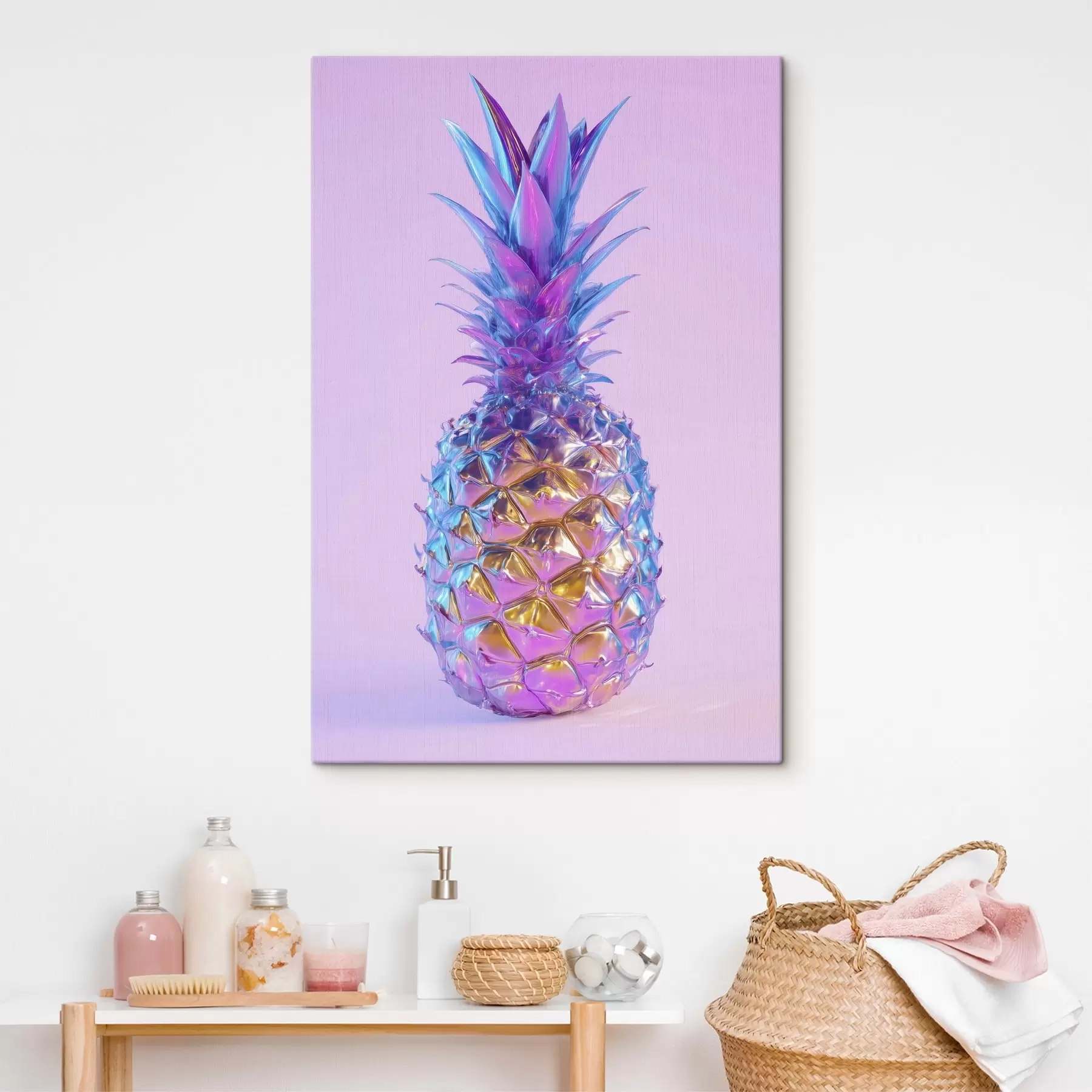 Pilt pop-art stiilis särav läikiv ananass s45727