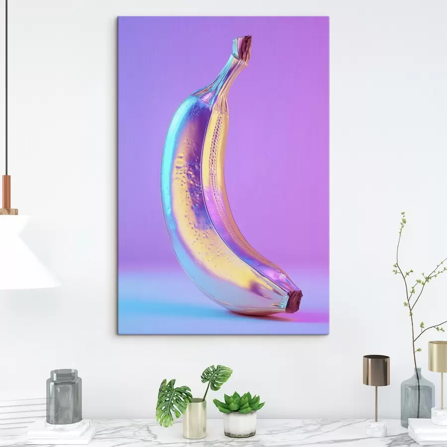 Pilt pop-art stiilis särav läikiv banaan s45728