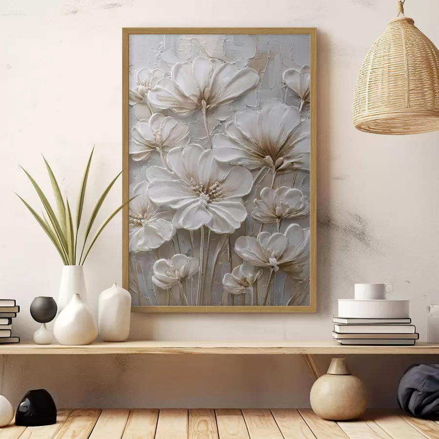 Fototapeedid kreemikarva lilled imitatsiooniga impasto stiilis f45712