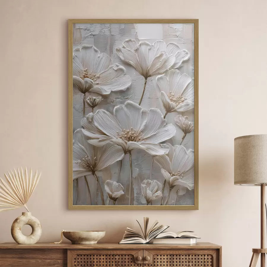 Fototapeedid kreemikarva lilled imitatsiooniga impasto stiilis f45713