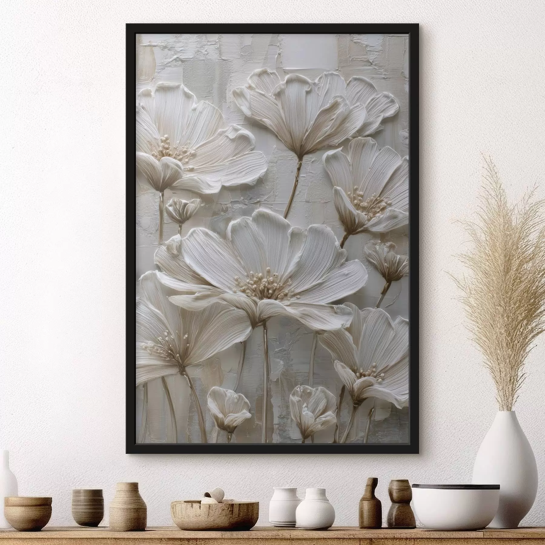 Fototapeedid kreemikarva lilled imitatsiooniga impasto stiilis f45713