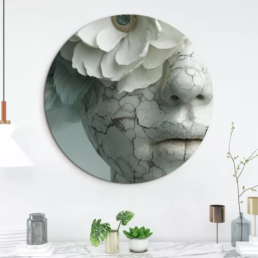 Pilt marmorist tüdruku nägu lillega r45709