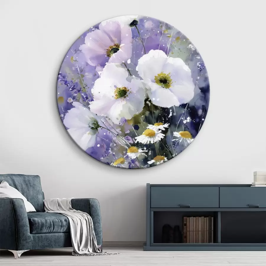 Pilt lilla ja valge toonides akvarellikimpp r45719