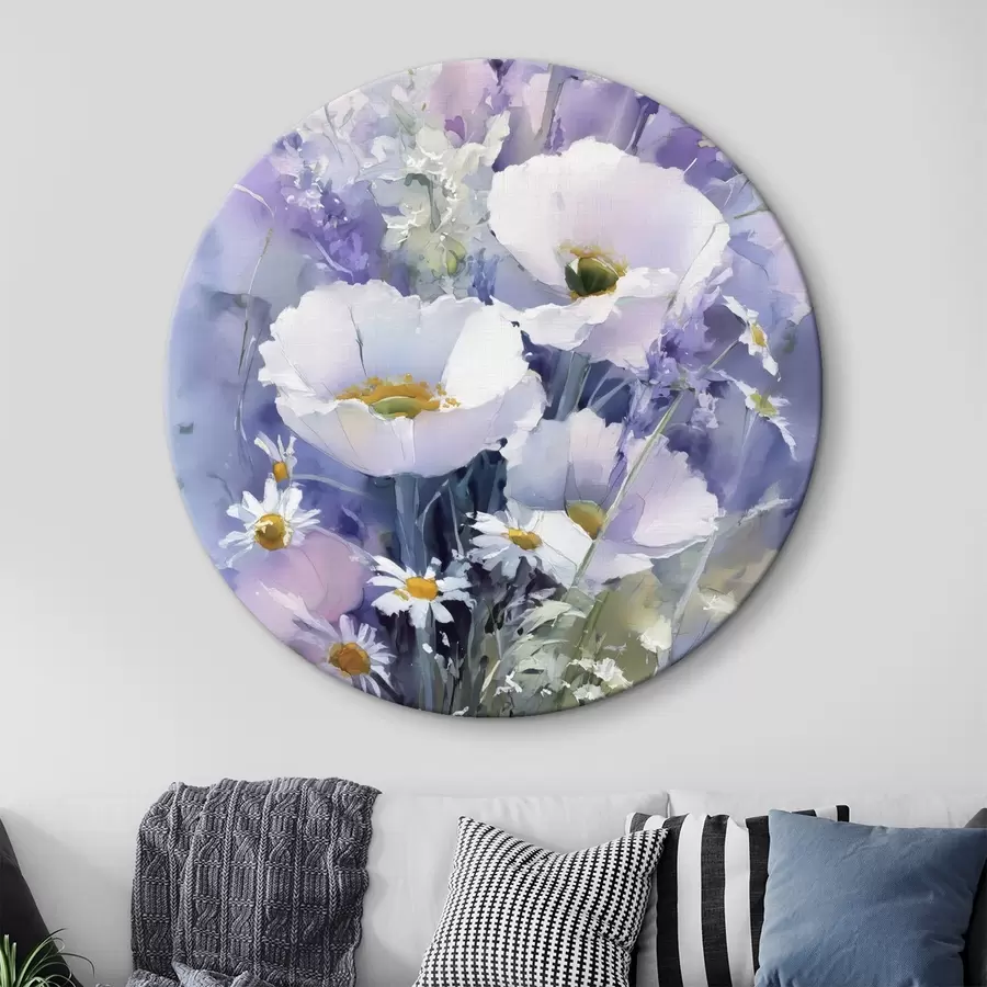 Pilt lilla ja valge toonides akvarellikimpp r45720