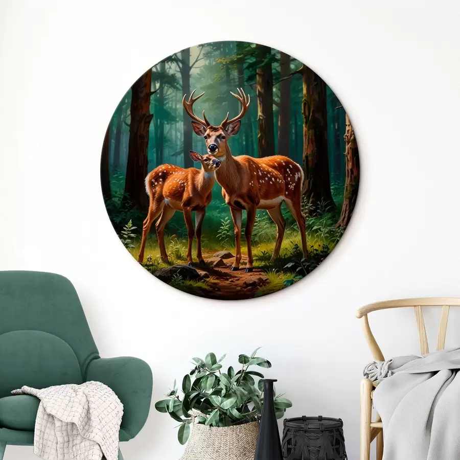 Pilt hirv koos vasikaga metsas r45732