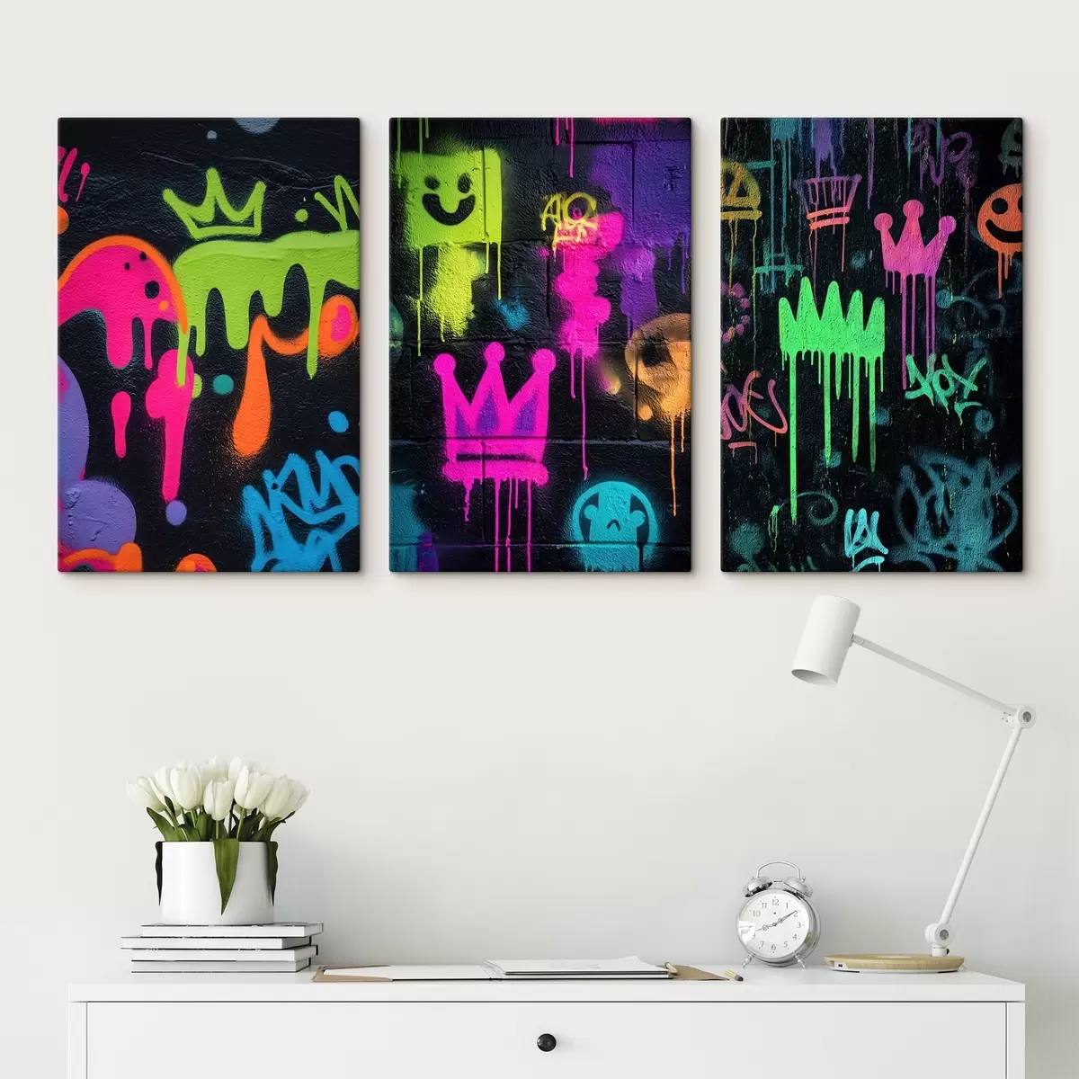 Pilt heledad tänavagrafitid tumedal taustal m00703