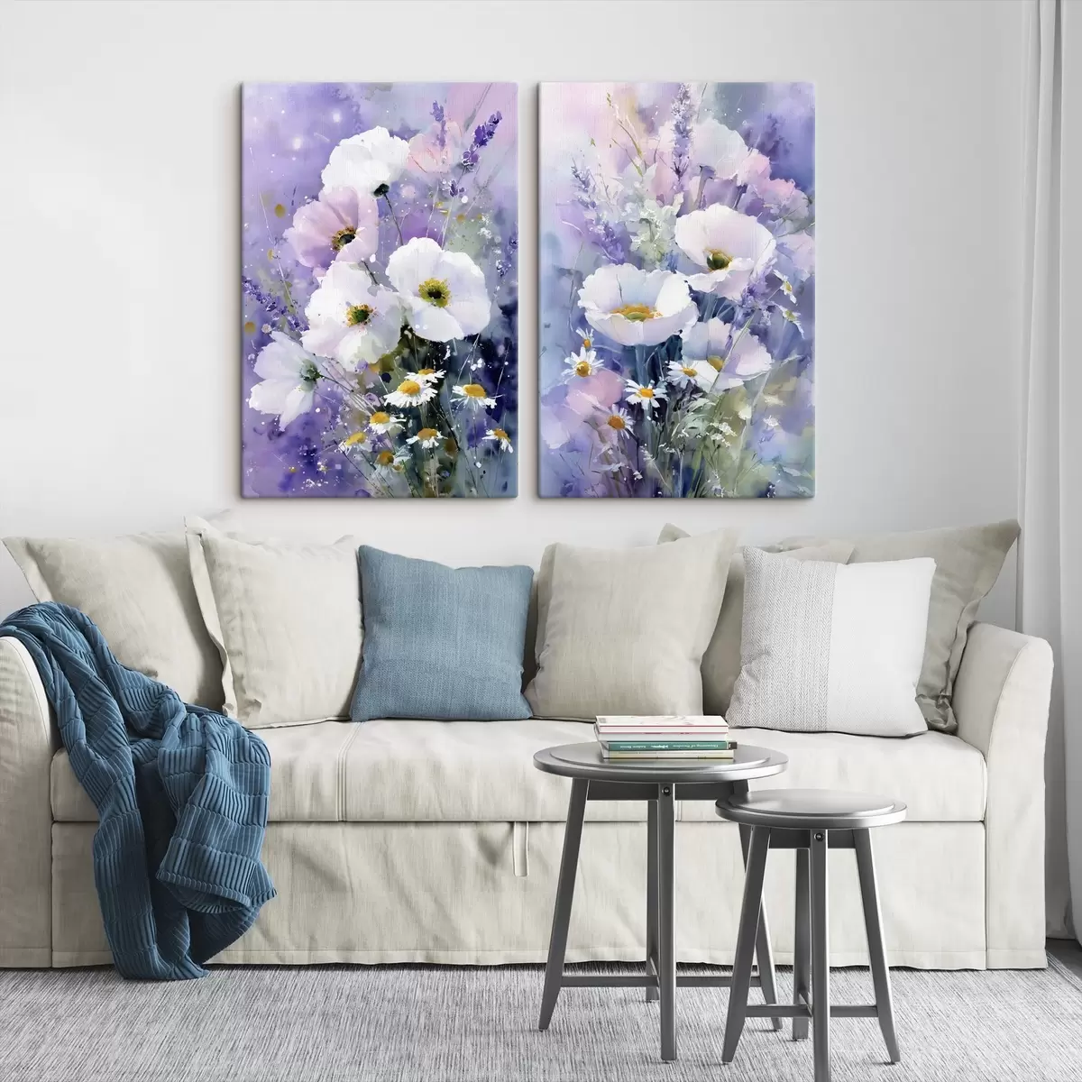 Pilt lilla ja valge toonides akvarellikimpp m00704