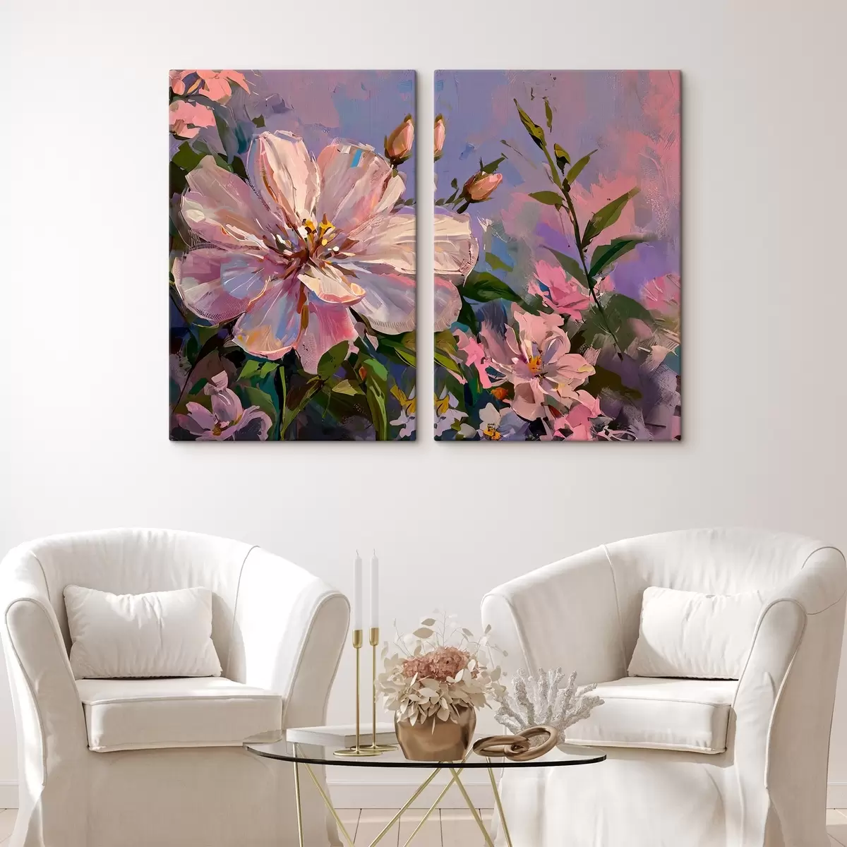 Pilt roosad lilled õlimaalistiilis m00706