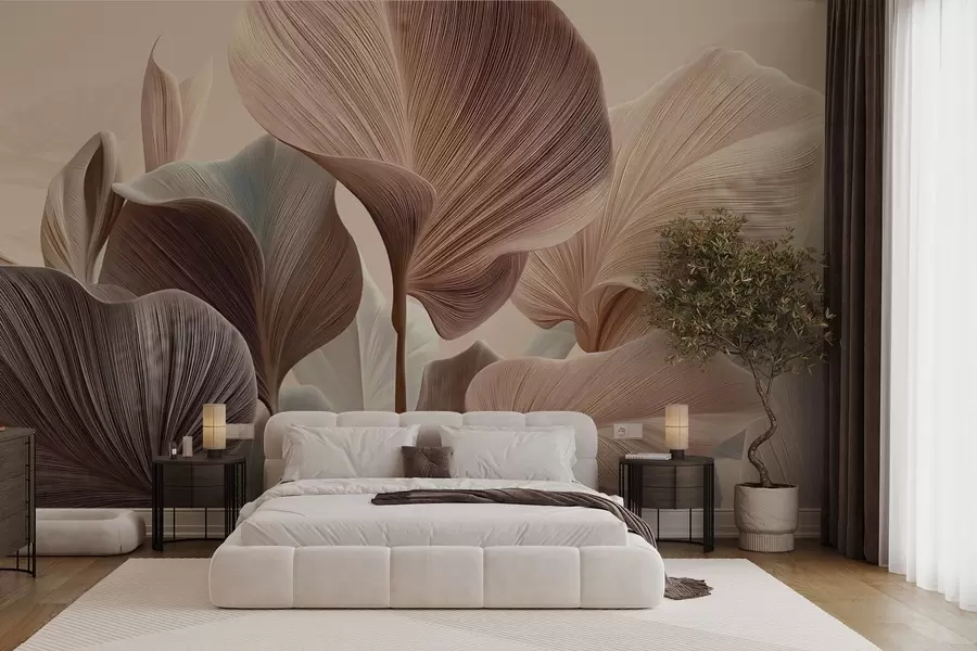 Fototapeedid Elegantsed lehed soojades beežides toonides w04549v1