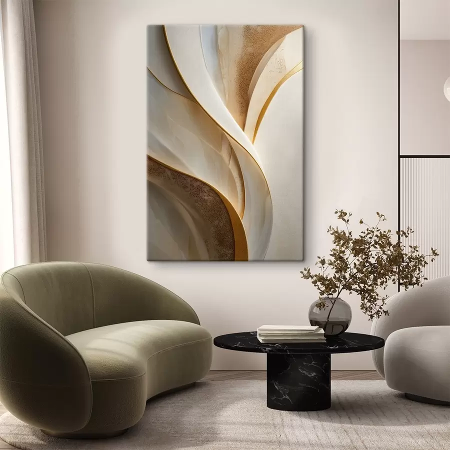 Pilt Abstraktsed kõverad kollakasoranžide ja beežide aktsentidega s45807