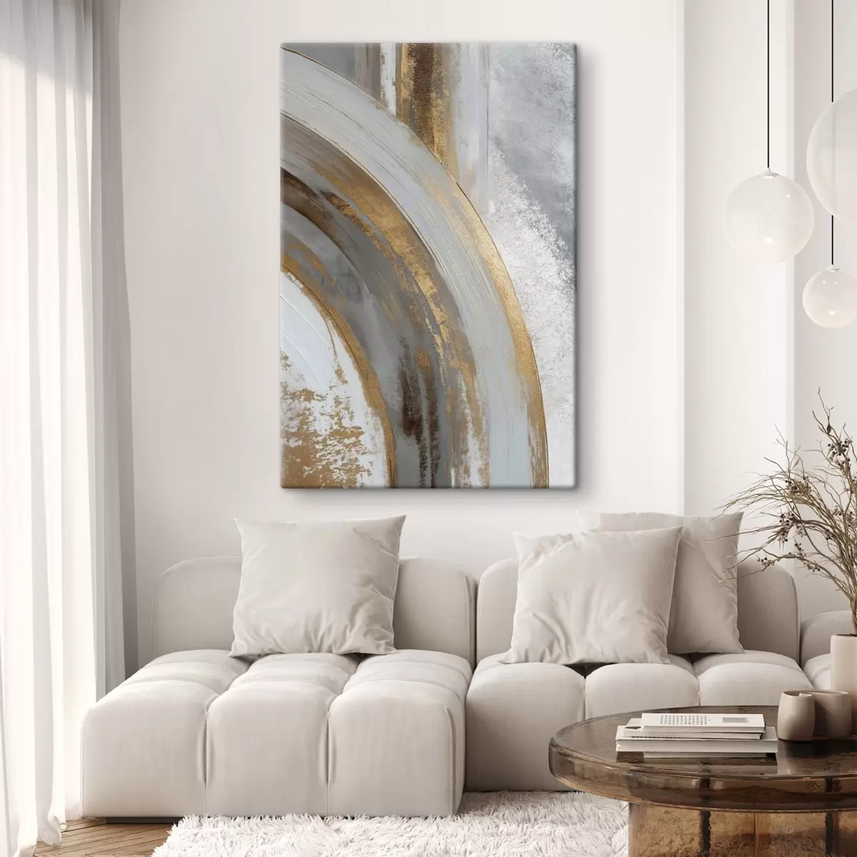 Pilt Abstraktsed hallid ja kollased poolringid s45809