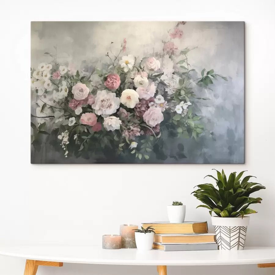 Pilt Romantiline roosa ja valge lillede kimp s45817