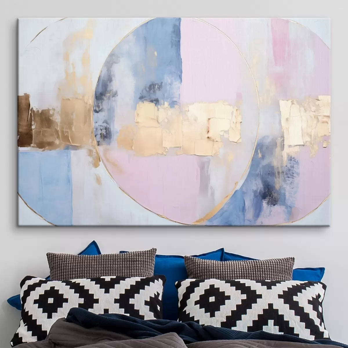 Pilt Abstraktsioon sinistes-roosades ringides s45821