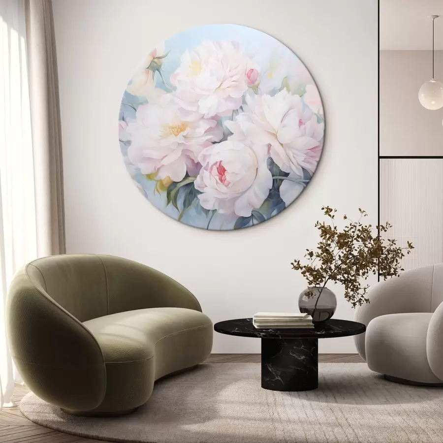 Pilt Õrnad roosad pioonid taevasinisel taustal r45813