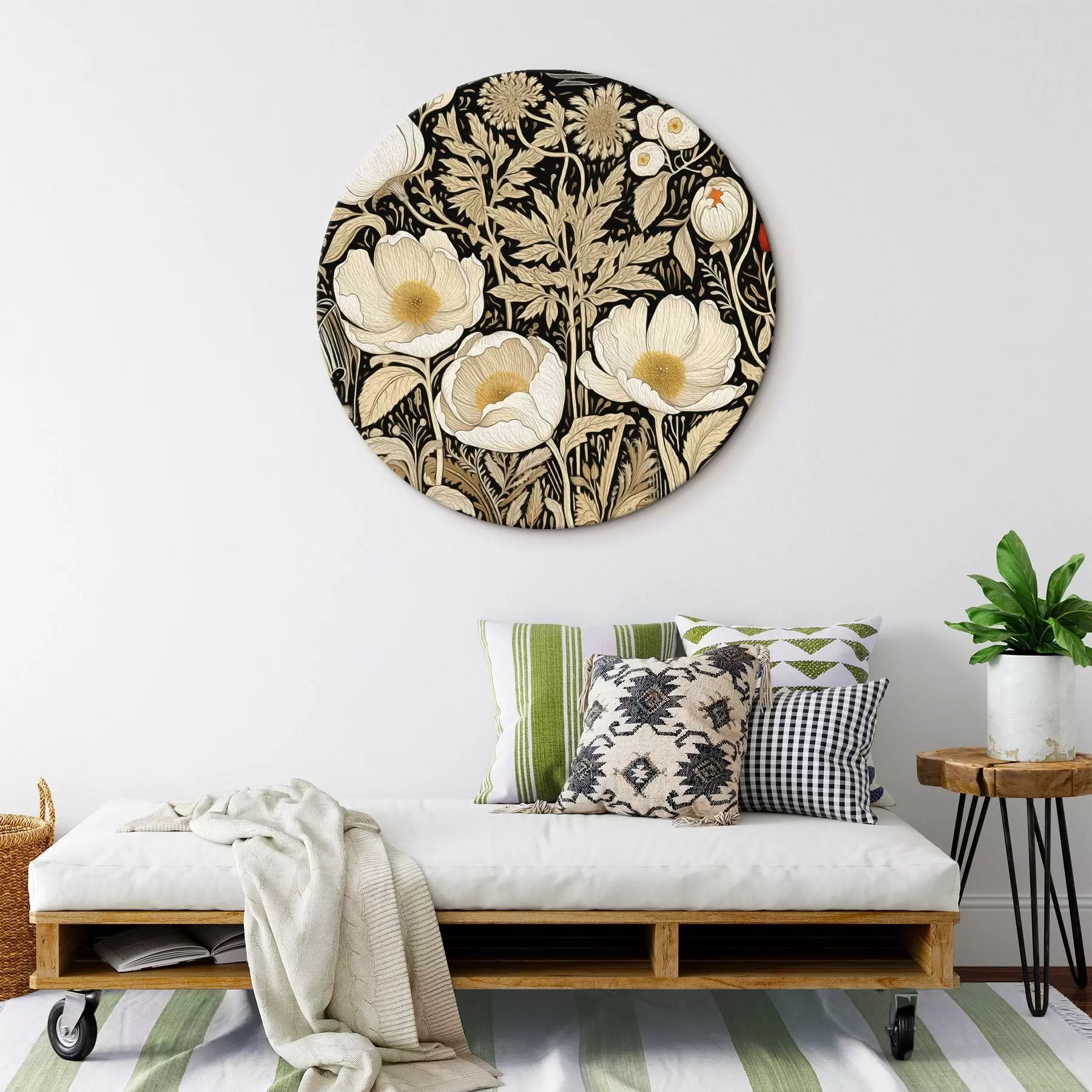 Pilt Kreemikarva lilled ja rohi mustal taustal r45816