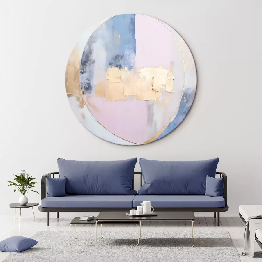 Pilt Abstraktsioon sinistes-roosades ringides r45821