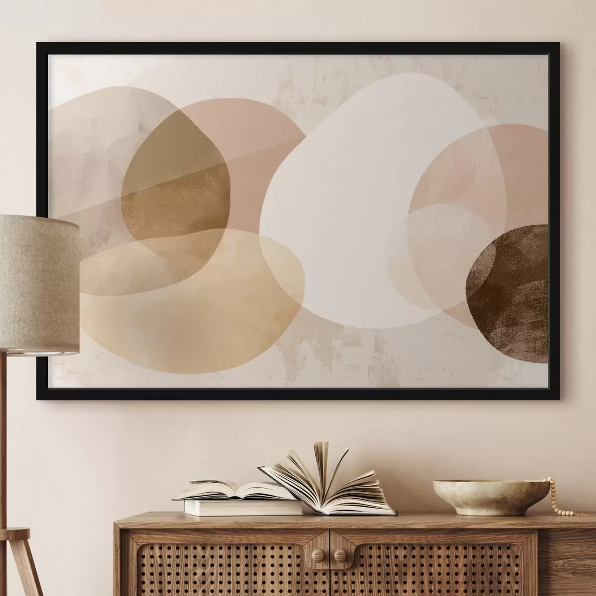 Plakat Abstraktsed läbipaistvad ringid soojas värvipalettis f45803